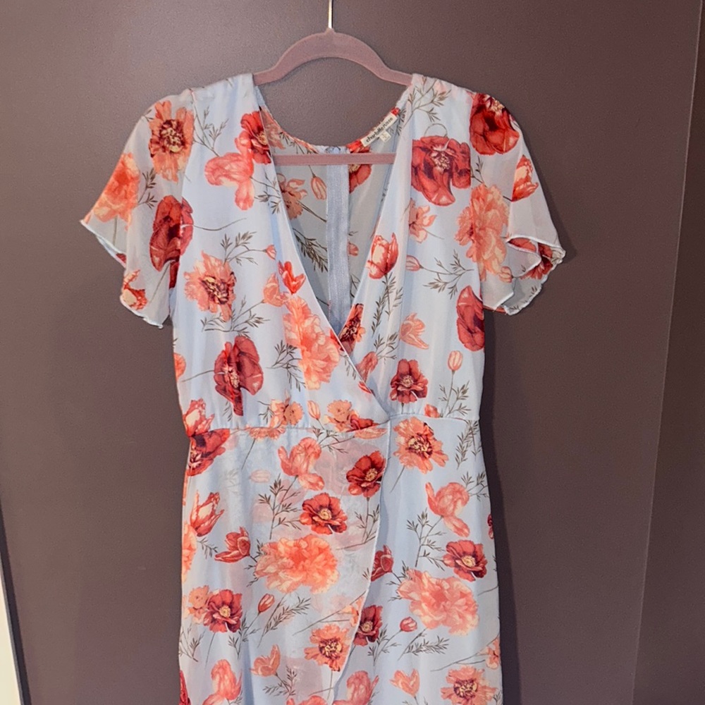 Charlotte Russe Sheer Asymmetric dress size L Roses